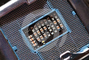 CPU socket macro. CPU socket The main components of a computer. Electronic background