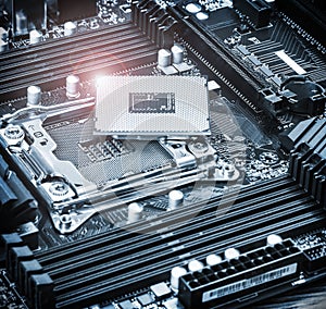 CPU socket and processor on the motherboard