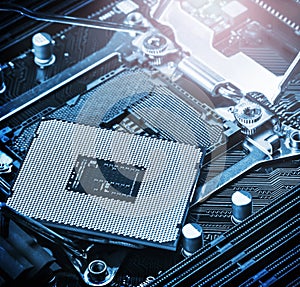 CPU socket and processor on the motherboard