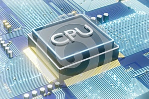 CPU text on computer printed circuit board