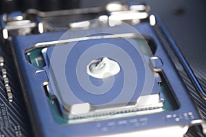 CPU with thermal paste applied.