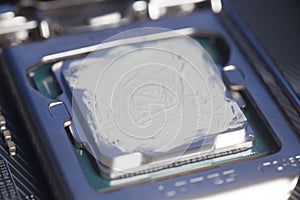 CPU with thermal paste applied.