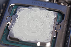 CPU with thermal paste applied.