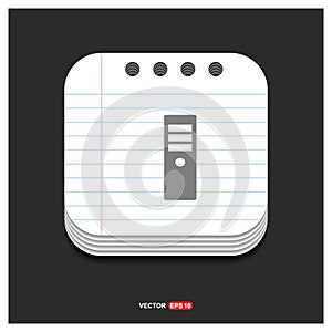 CPU Tower Icon Gray icon on Notepad Style template Vector EPS 10 Free Icon