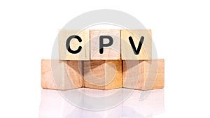 CPV cost per view. Letters of the word CPV on wooden blocks isolated on a white background photo