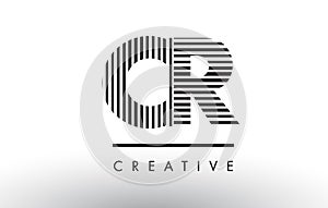 CR C R Black and White Lines Letter Logo Design.