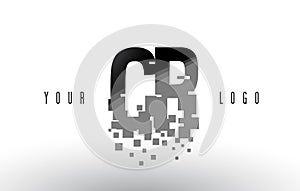 CR C R Pixel Letter Logo with Digital Shattered Black Squares