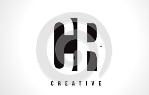 CR C R White Letter Logo Design with Black Square.