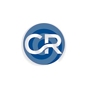 CR Letter Logo Design inside a blue Circle. Creative Lettering Logo Vector Illustration.