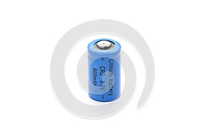 CR2 Lithium Battery on White Background