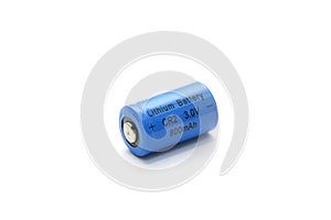 CR2 Lithium Battery on White Background