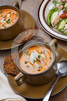 Crab Bisque and Blood Orange Crab Posole Salad