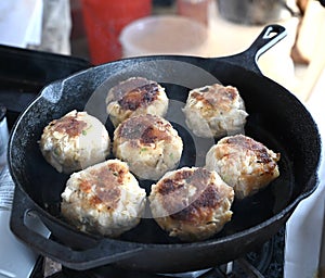 Crab Cakes Frying