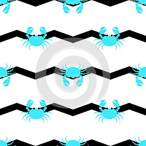 Crab cute pattern background vector illustration on white