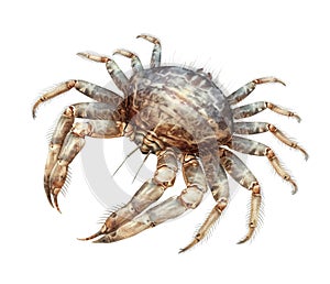 Crab isolated on white background. Ocean or sea inhabitant, marine life. Underwater creature. Generative AI.