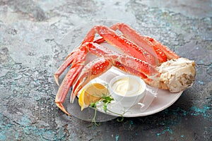 Crab legs with mayonnaise sauce