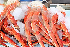 Crab legs at a seafood market