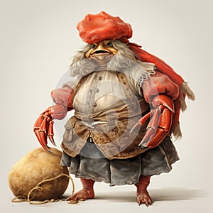 Crab-like Character In The Style Of Oliver Wetter: A Unique Blend Of Troubadour And Duckcore photo