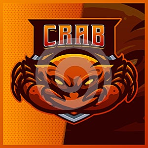 Crab mascot esport logo design illustrations vector template, gaming logo for team game streamer youtuber banner twitch discord