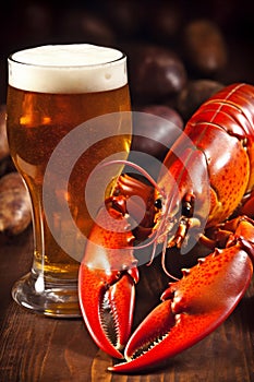 crab crayfish beer crawfish background food claw red glass seafood snack. Generative AI.