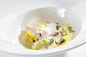 Crab Meat Ravioli and Porcini Mushroom Espuma photo