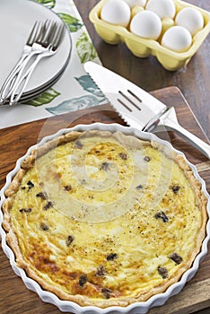 Crab and mushroom quiche