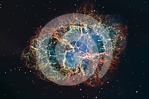 Crab Nebula in constellation Taurus. Supernova Core pulsar neutron star.