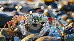 Crab Perched on Rocks