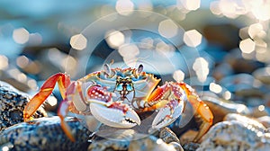 Crab Perched on Rocks