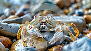 Crab Perched on Rocks