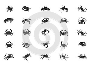 Crab silhouette, Crab icon, Ocean Crab, Crab vector, Crab silhouettes, Crab set