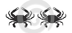 Crab silhouette. Logo. Isolated crab on white background