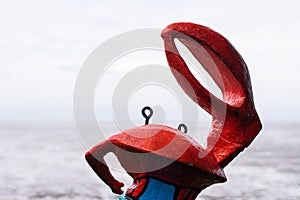 Crab statue on beach