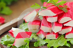 Crab sticks prepared for eating