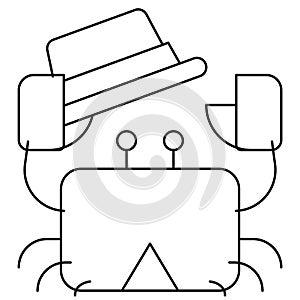 Crab with straw hat icon, Summer sale related vector