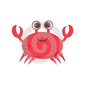 Crab toy icon. Big eyes, claws. Cute cartoon kawaii funny baby character. Sea ocean animal collection. Flat design. Kids print.