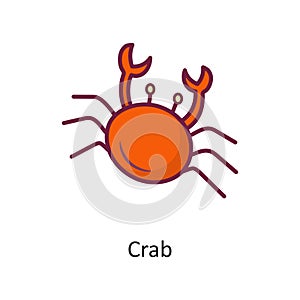 Crab vector Fill outline Icon Design illustration. Holiday Symbol on White background EPS 10 File