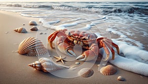 crab walking on the beach