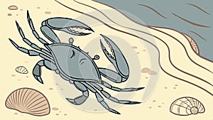 Crab in waves, ocean wildlife vector design illustration art Generative AI photo