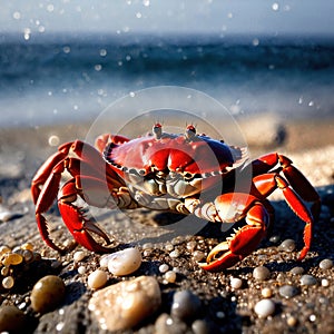 Crab wild animal living in nature, part of ecosystem