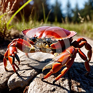 Crab wild animal living in nature, part of ecosystem