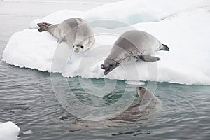 Crabeater seals on the ice. photo