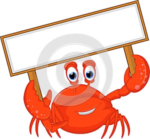 Crabs cartoon with blank sign