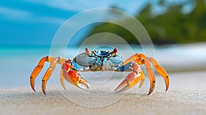 Crabs Moving Rhythmically on a Sandy Shore photo