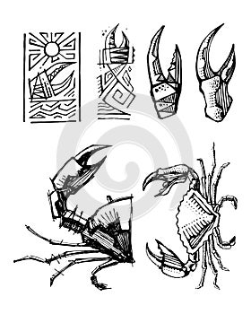 Crabs and pincers vector illustration