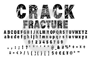 Crack alphabet, vector set