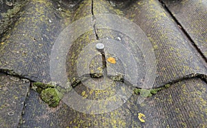 Crack in the asbestos fiber cement roof sheet causing leakage