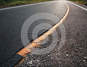 crack on the asphalt from an earthquake