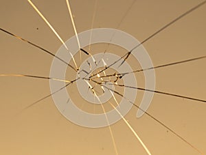 Crack on the auto glass as a background