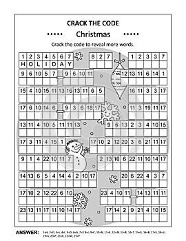 Crack the code word game with Christmas holiday words